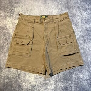 Cabelas Mens 34 Khaki Front Cargo Shorts Pleated Utility Cotton Fisherman